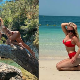 Cos beauty with white stockings.